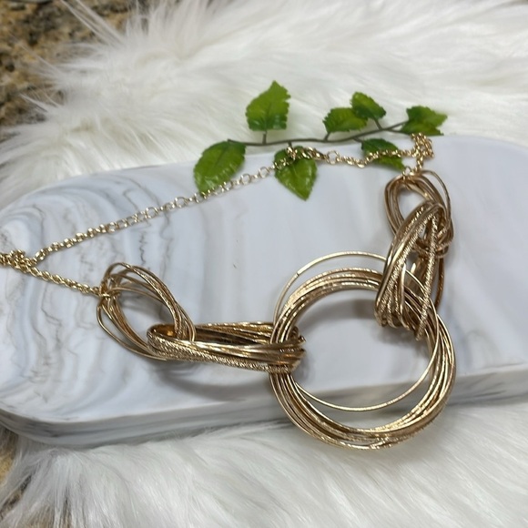 Inc International Concept Gold Statement Circle Necklace - Picture 5 of 12